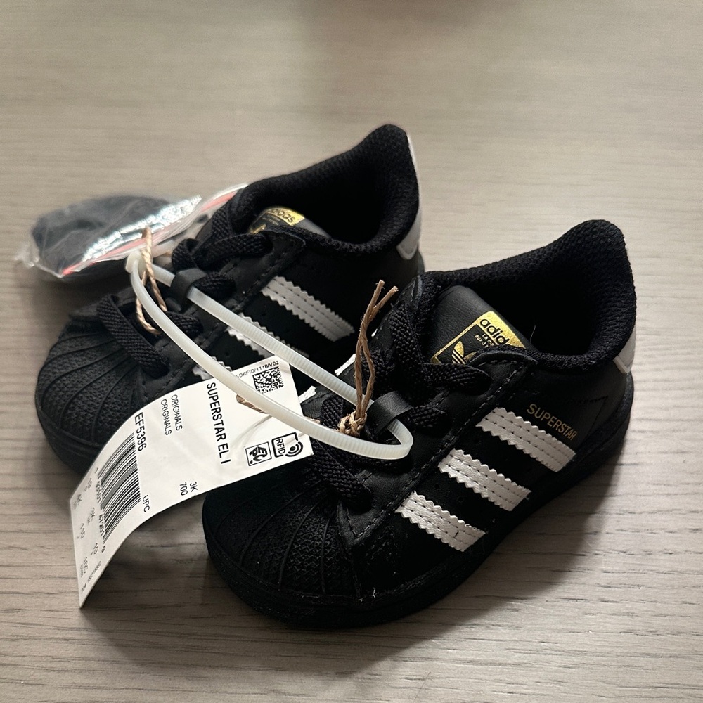 adidas Kids Black & White Superstar Toddler Sneakers